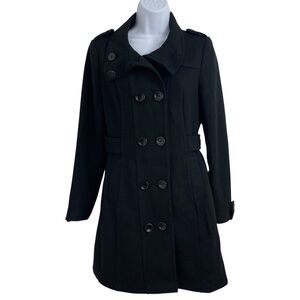 H&M Divided Black Pea Coat women’s Size 6  Viscose blend